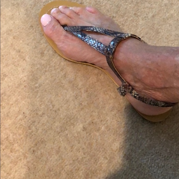 NINE WEST Natural Snake effect Leather Sandals - Picture 2 of 4